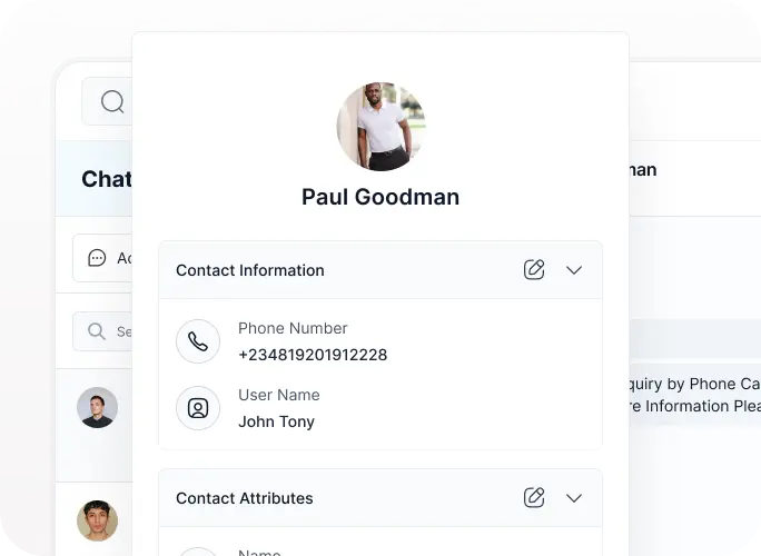Full context dashboard showing customer conversation history