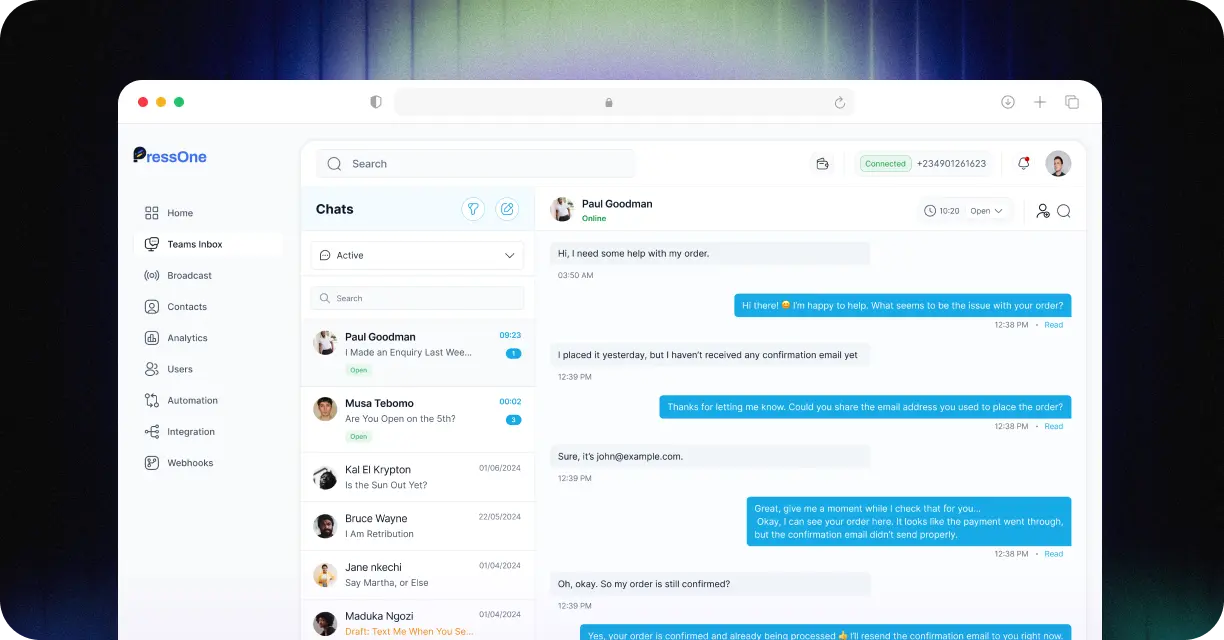 Ayara Chat dashboard