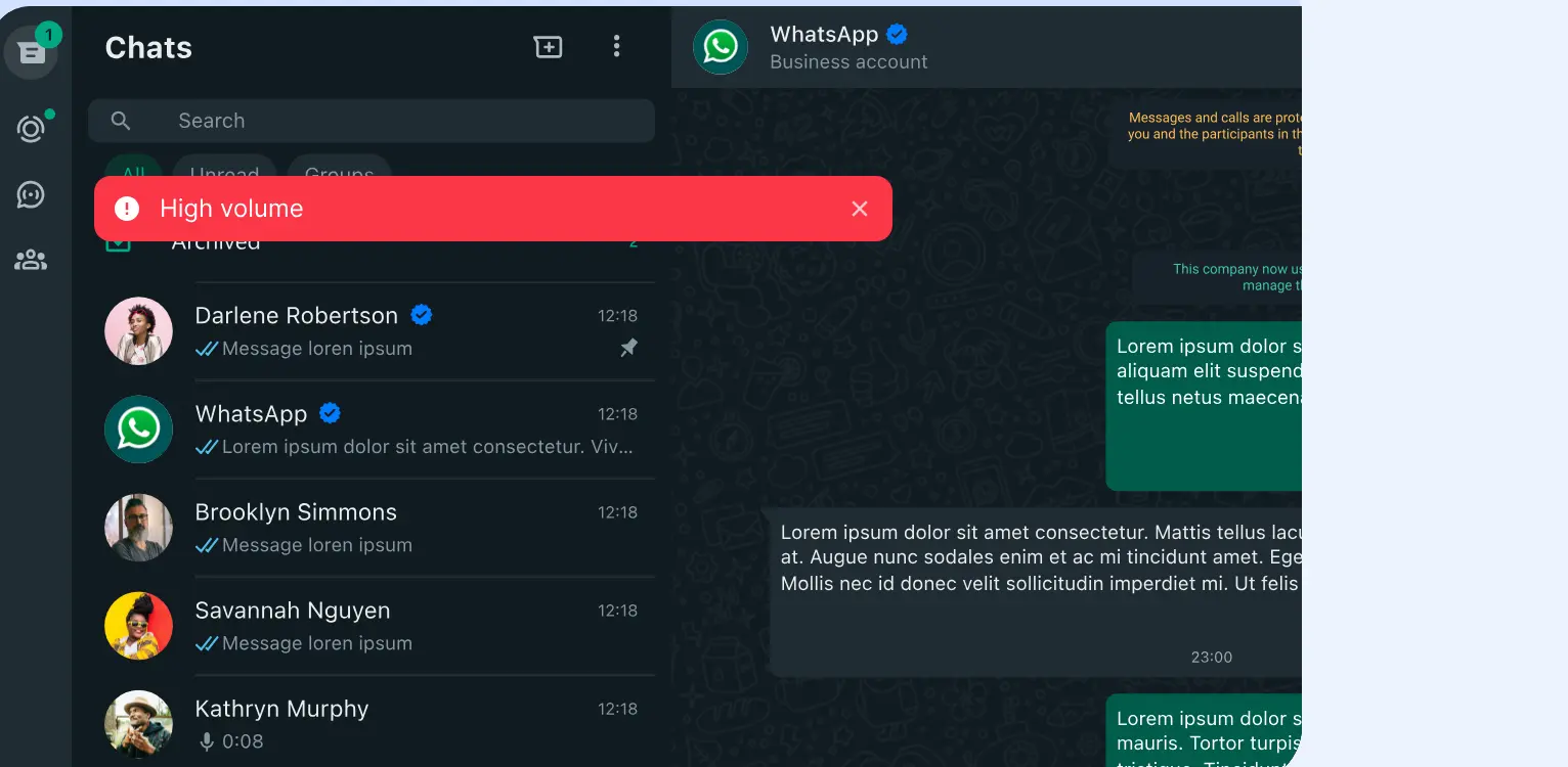 WhatsApp overwhelmed at high volume